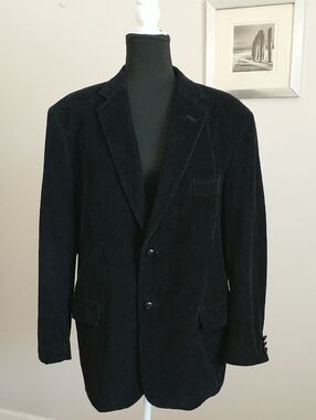 David Taylor Black Corduroy Sport Coat - Two-Button Blazer. Size 42R